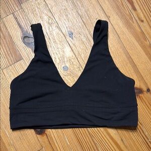 Black V-Neck Sports Bra